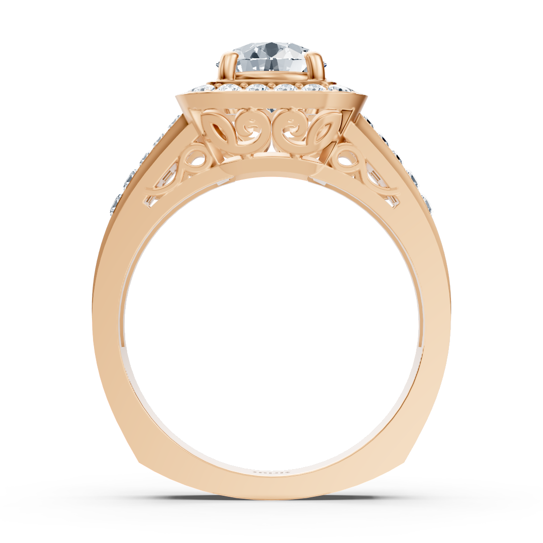 Funkelnder Diamant Verlobungsring mit Prinzess- und Brillantschliff aus 14 Karat Roségold