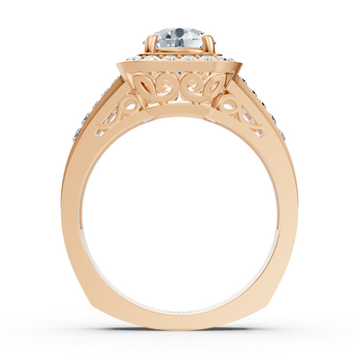 Funkelnder Diamant Verlobungsring mit Prinzess- und Brillantschliff aus 14 Karat Roségold