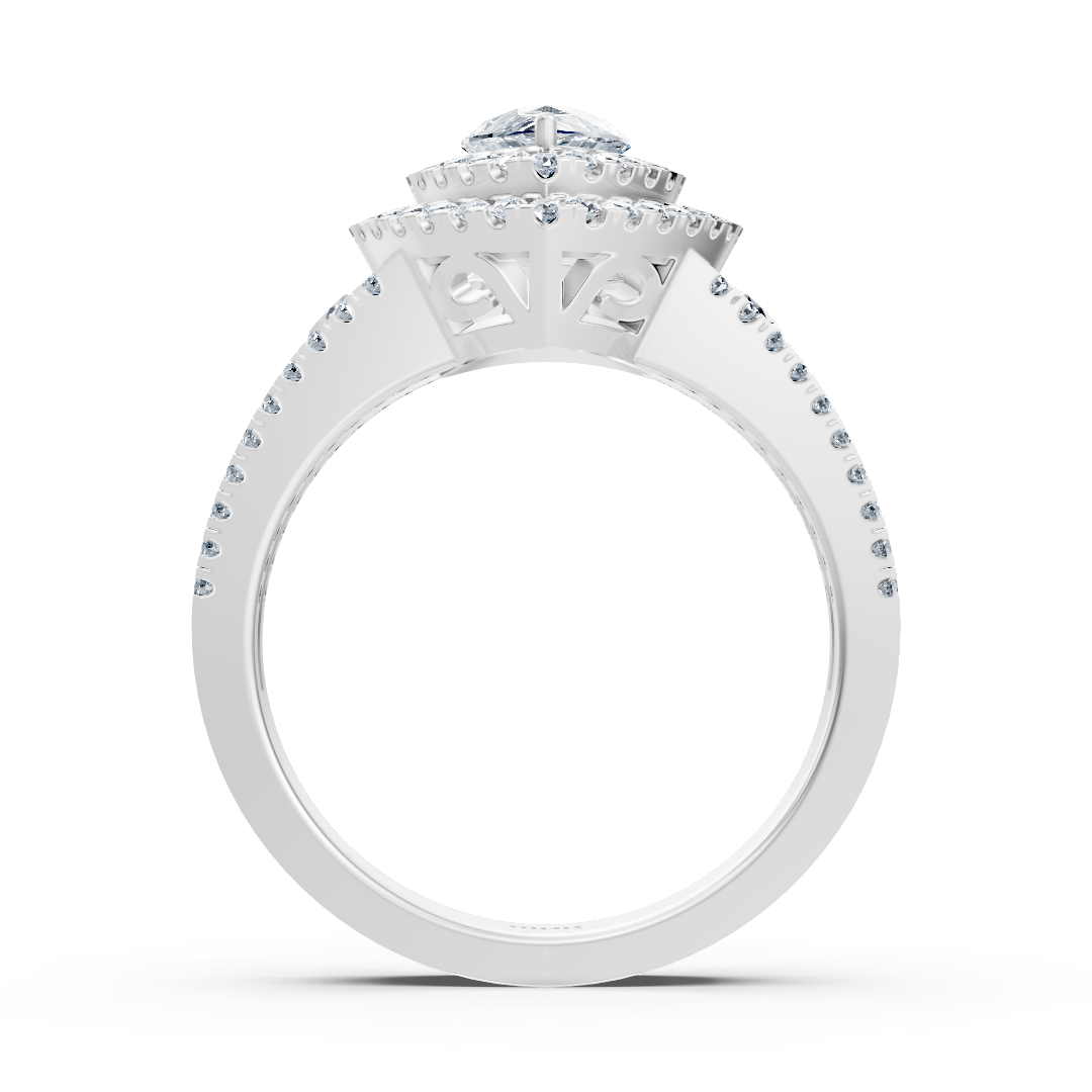 Birgie Halo Diamond &amp; Sapphire Engagement Ring White Gold