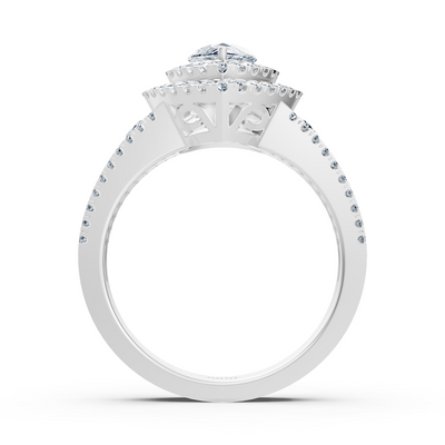 Birgie Halo Diamond &amp; Sapphire Engagement Ring White Gold