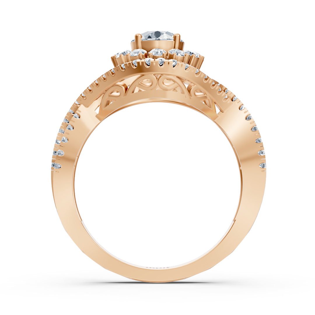Roségold Diamant Halo Verlobungsring