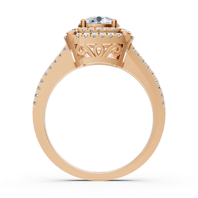 Roségold Doppel Halo Diamant Verlobungsring
