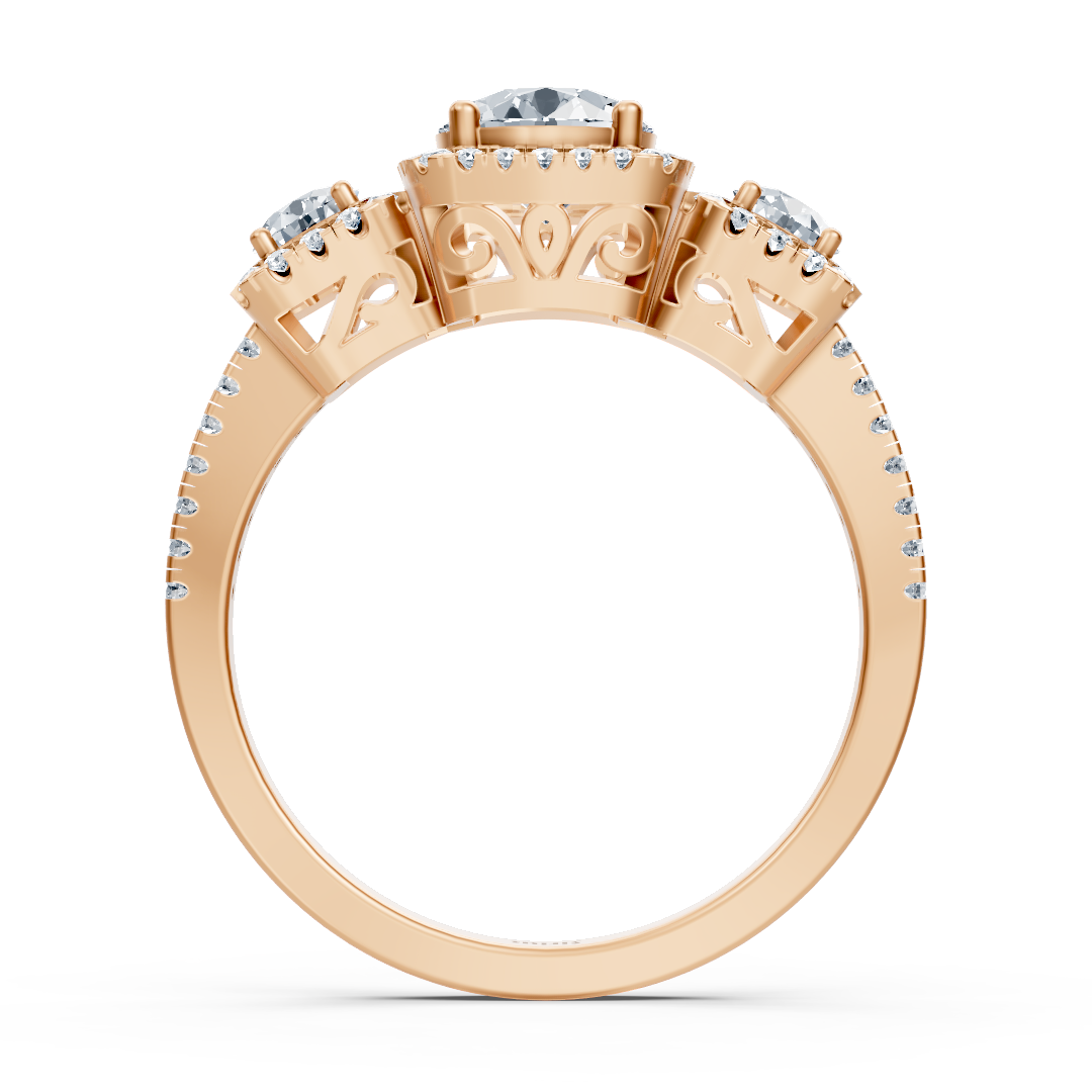Diamant 3-Stein Verlobungsring aus Roségold