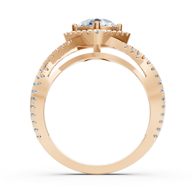 Diamond halo engagement ring in rose gold