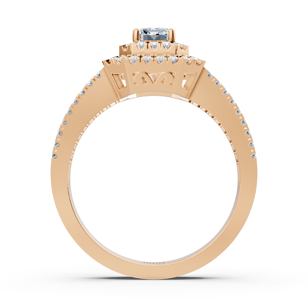 Diamant & Saphir Halo Verlobungsring aus Roségold