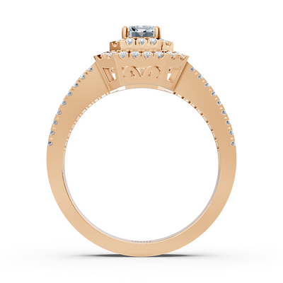 Diamant & Saphir Halo Verlobungsring aus Roségold