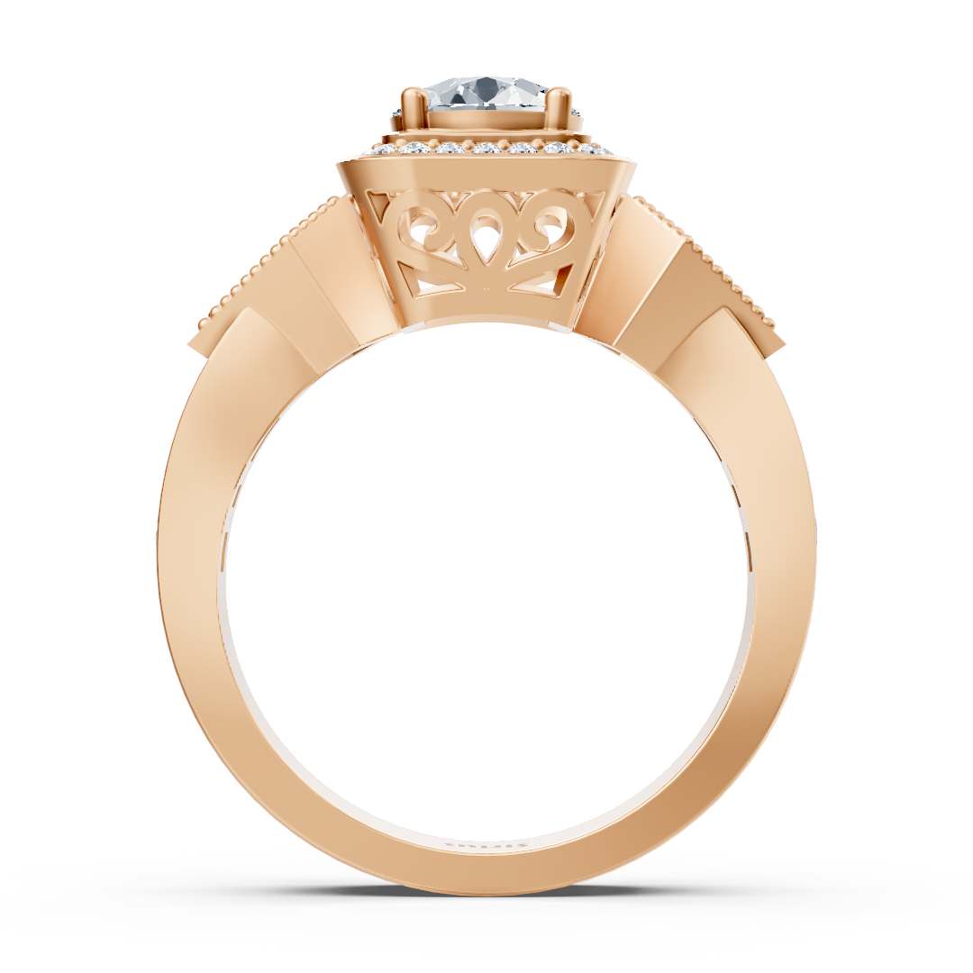 Diamant Seitenstein Halo Verlobungsring aus Roségold