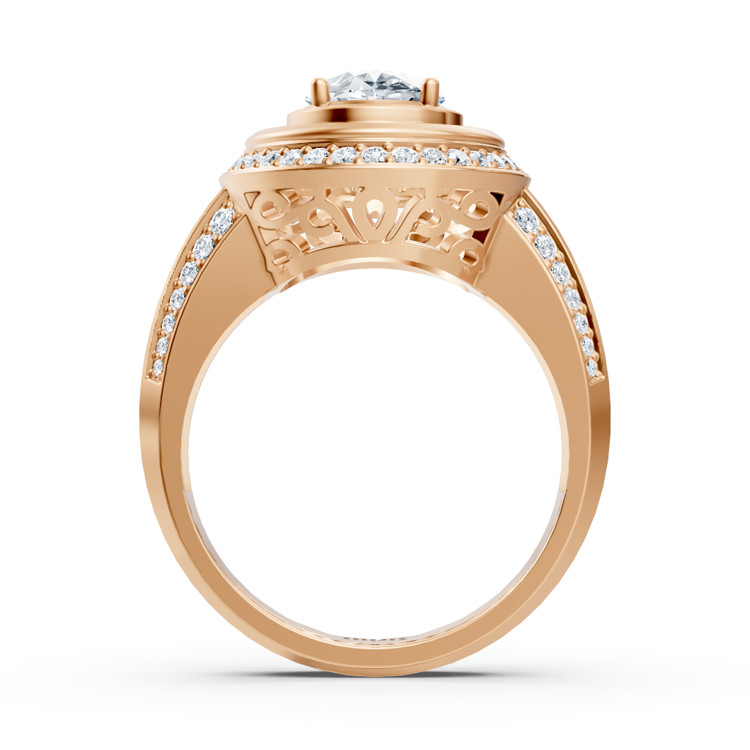 Roségoldener Halo-Verlobungsring mit Diamanten & Turmalin