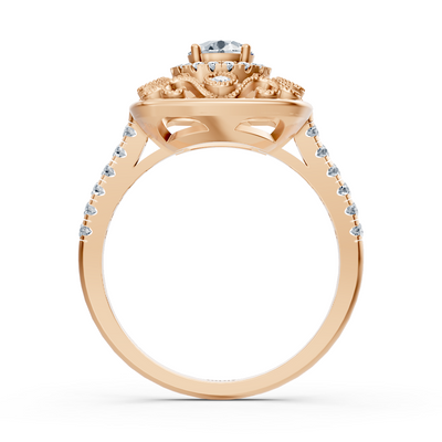 Extravaganter Roségold Halo Diamant Cocktailring