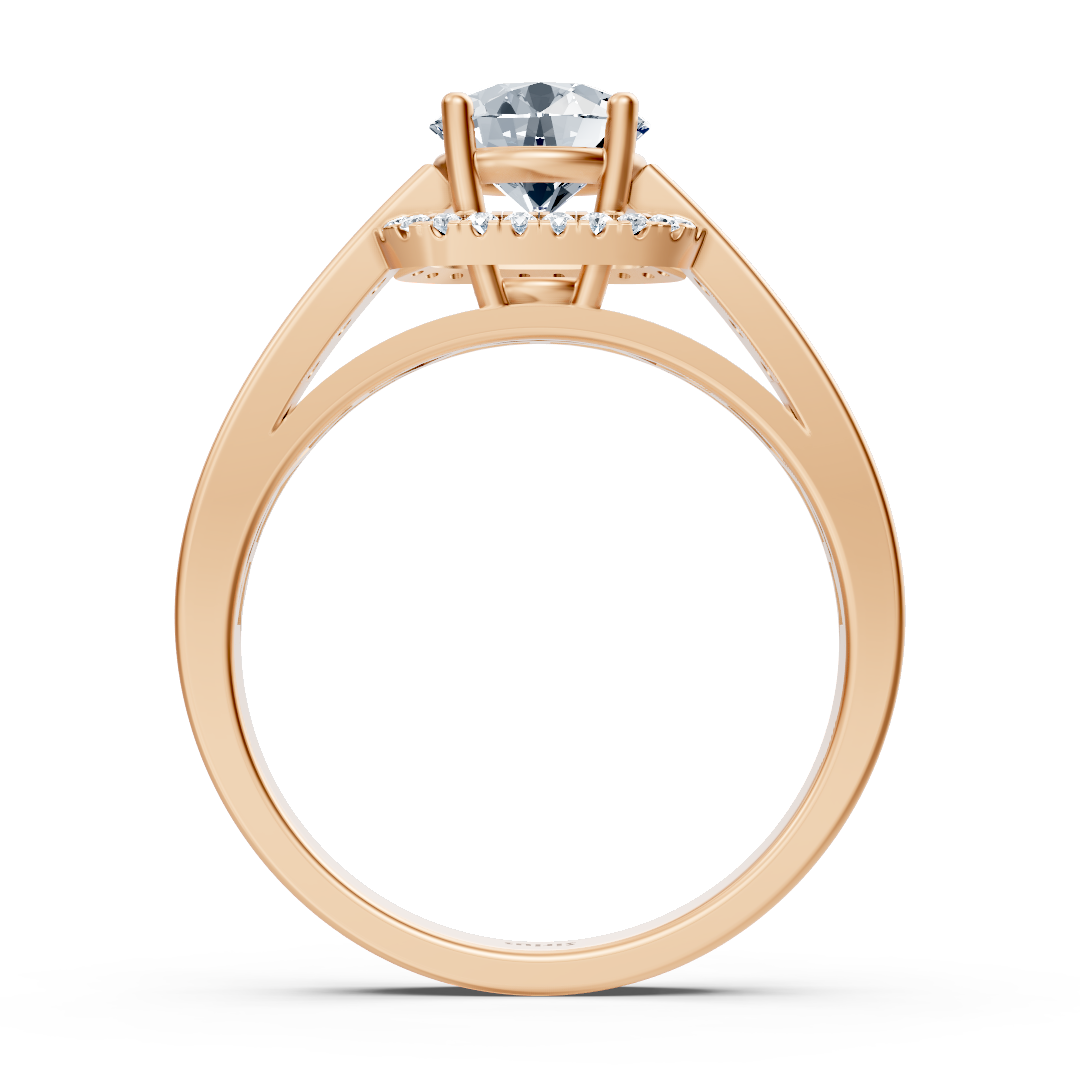 Eleganter Roségold Seitenstein Diamantring