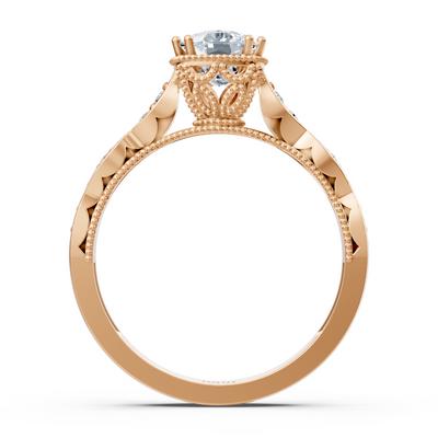 Diamond and ruby ​​ring rose gold