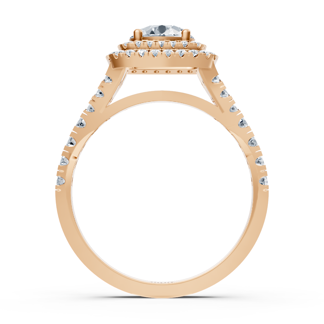 Double Halo Diamond Ring Rose Gold