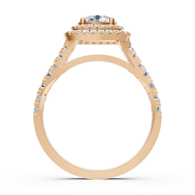 Double Halo Diamond Ring Rose Gold