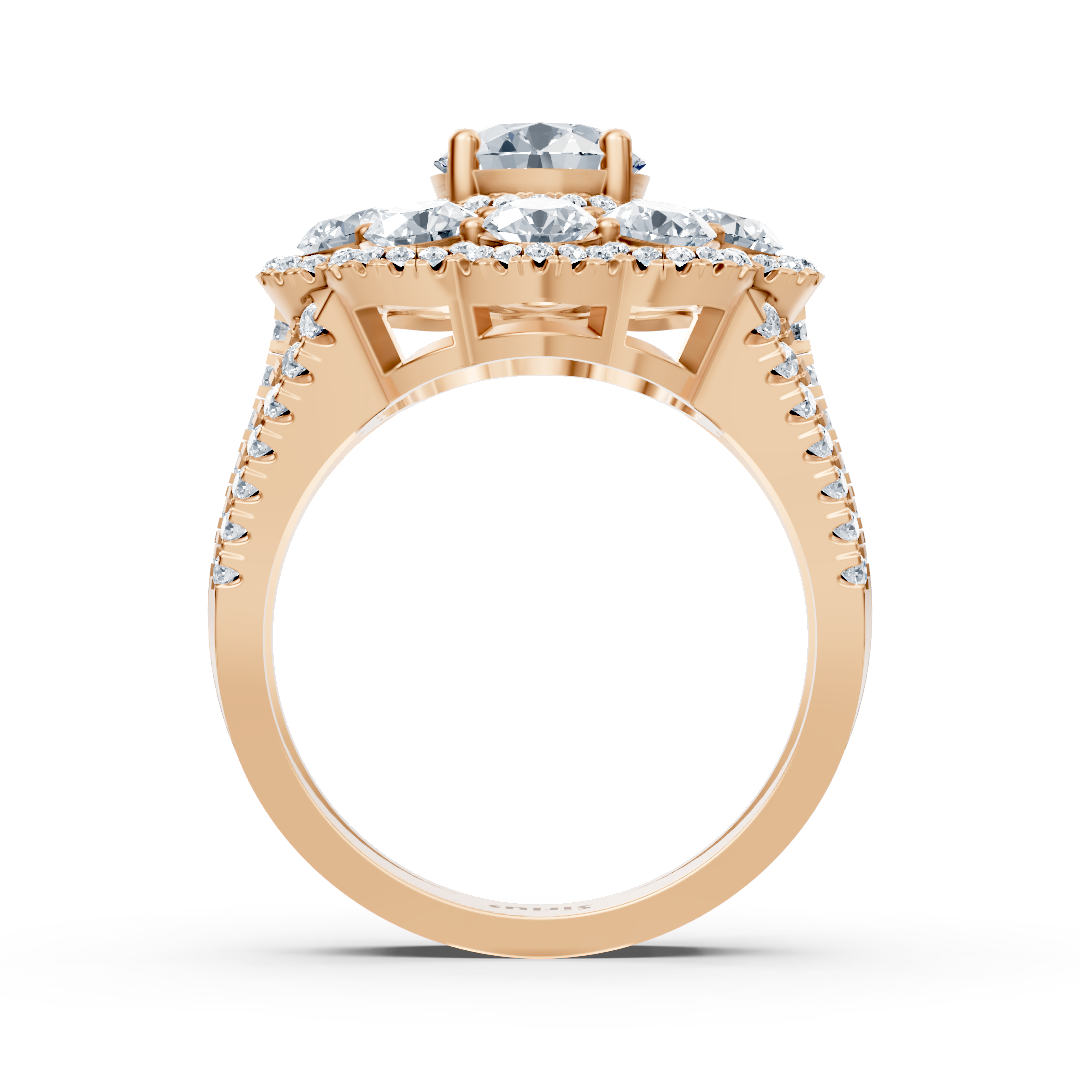 Diamant-, Smaragd- und Rubinring Roségold