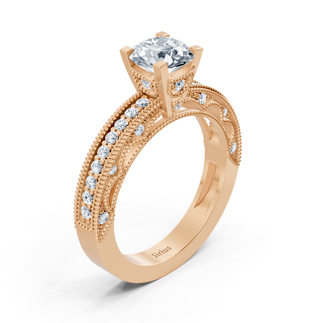14 Karat Rosegold Rundschliff Diamant Ring