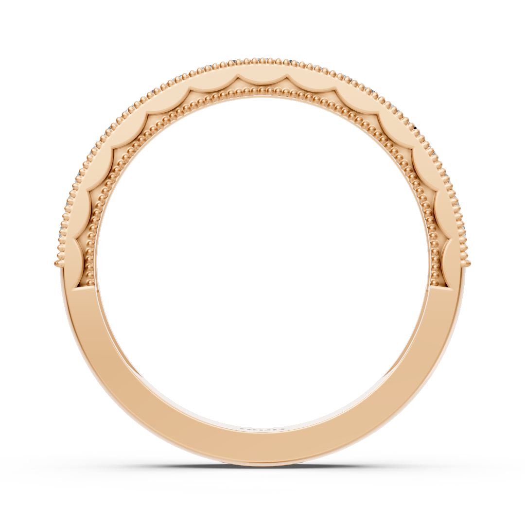0.21 Karat Diamant Halbe Ewigkeit Ring mit Milgrain-Details aus 14 Karat Roségold