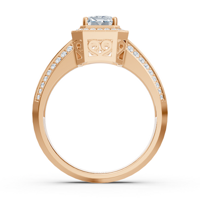 Birgie Sirius Roségold Diamant & Smaragd Halo Ring mit Smaragd & Rundschliff