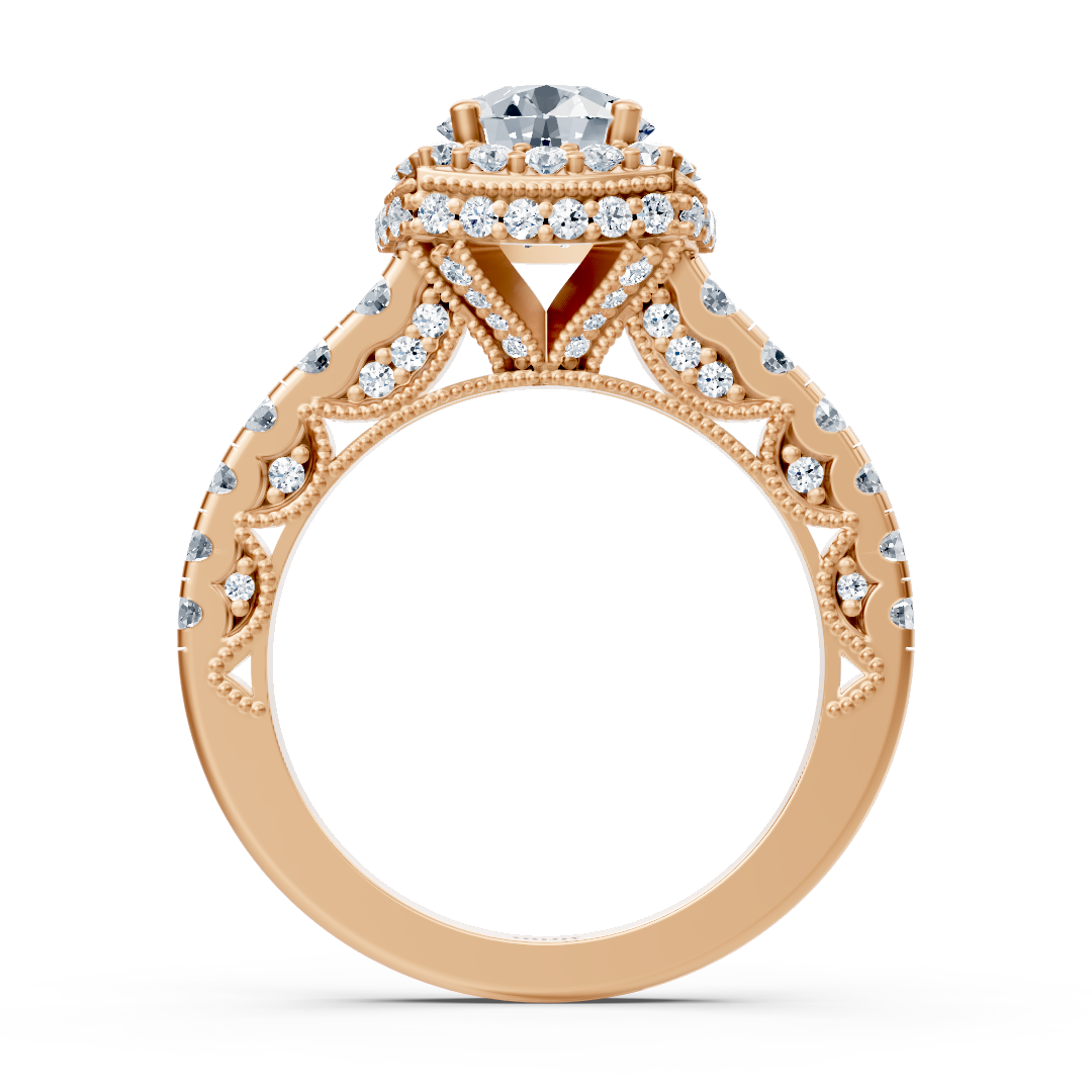 Birgie Sirius rose gold halo round cut diamond engagement ring
