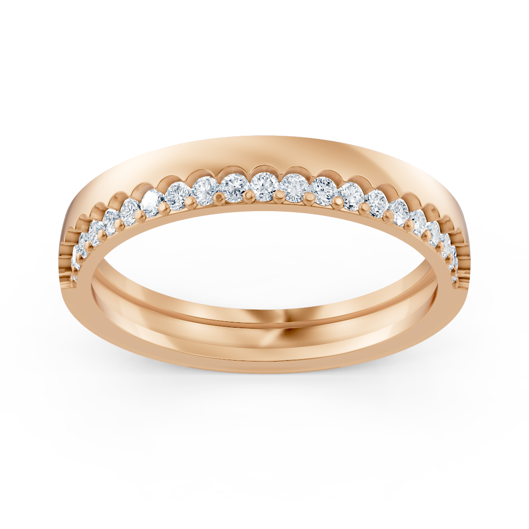 Elegant half-eternity ring with diamonds in 14K rose gold