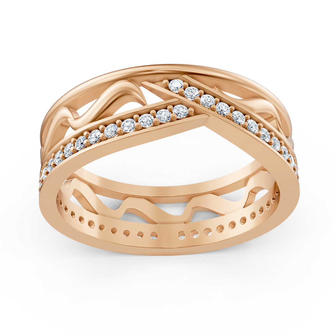 Rosegoldener Diamantring mit filigranem Wellenmuster