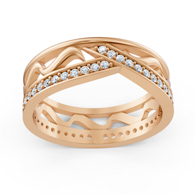Rosegoldener Diamantring mit filigranem Wellenmuster