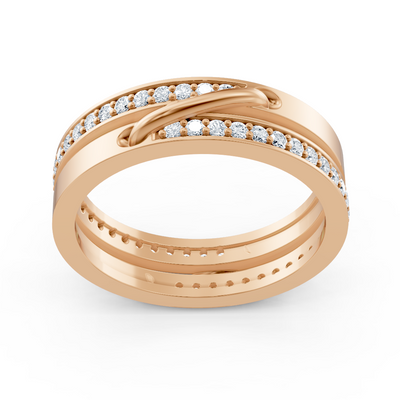 Rosegold Diamantring mit Pavé-Fassung und geschwungenem Akzent