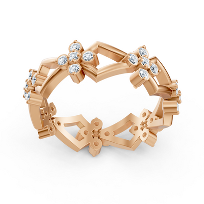 Birgie diamond ring in 14K rose gold with round brilliant-cut diamonds