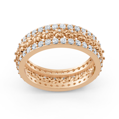 Exquisiter Blumen-Diamantring aus 14K Rosegold