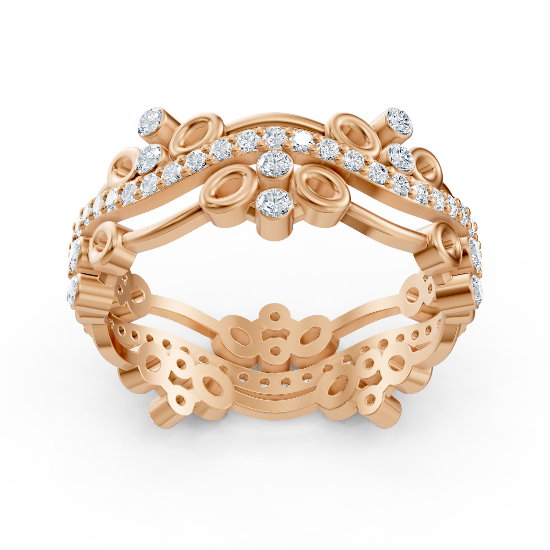 Verspielter Kreis Diamantring - 14K Rosegold, ca. 0.51 Karat