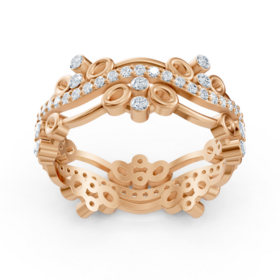 Verspielter Kreis Diamantring - 14K Rosegold, ca. 0.51 Karat