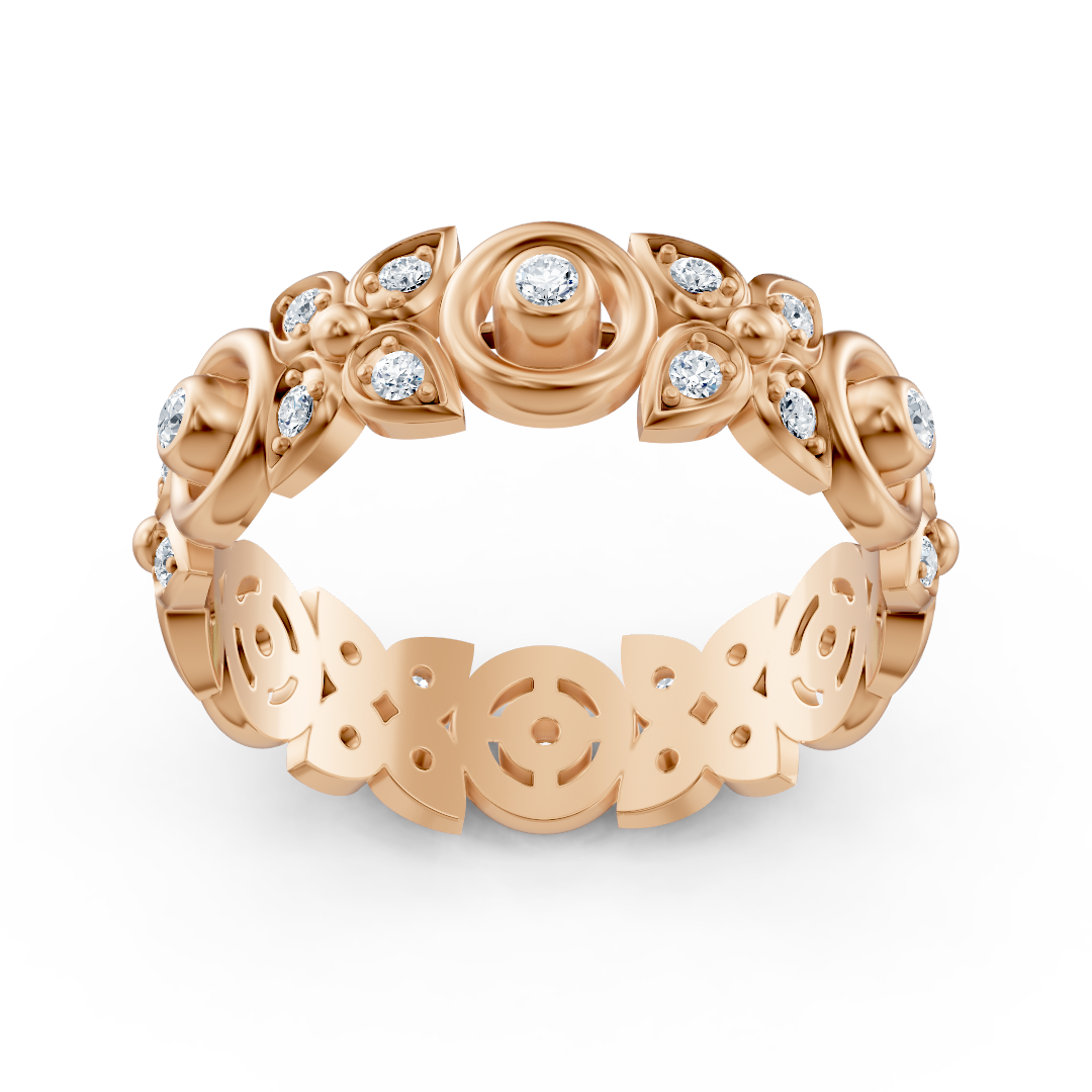 Rosegoldener Diamantring mit floralem Design