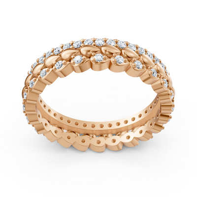 14 Karat Rosegold Diamant Mehrreihiger Ring - Zarter Blütenkranz für Ihre Hand