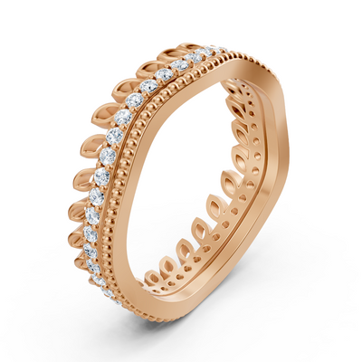 14 Karat Rosegold Diamant Kranzring - Filigraner Damenring mit Brillanten