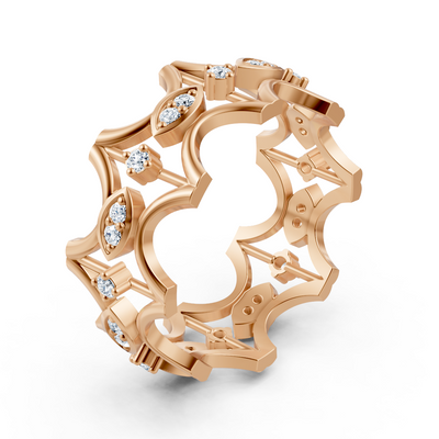 Rose gold diamond ring with a delicate design