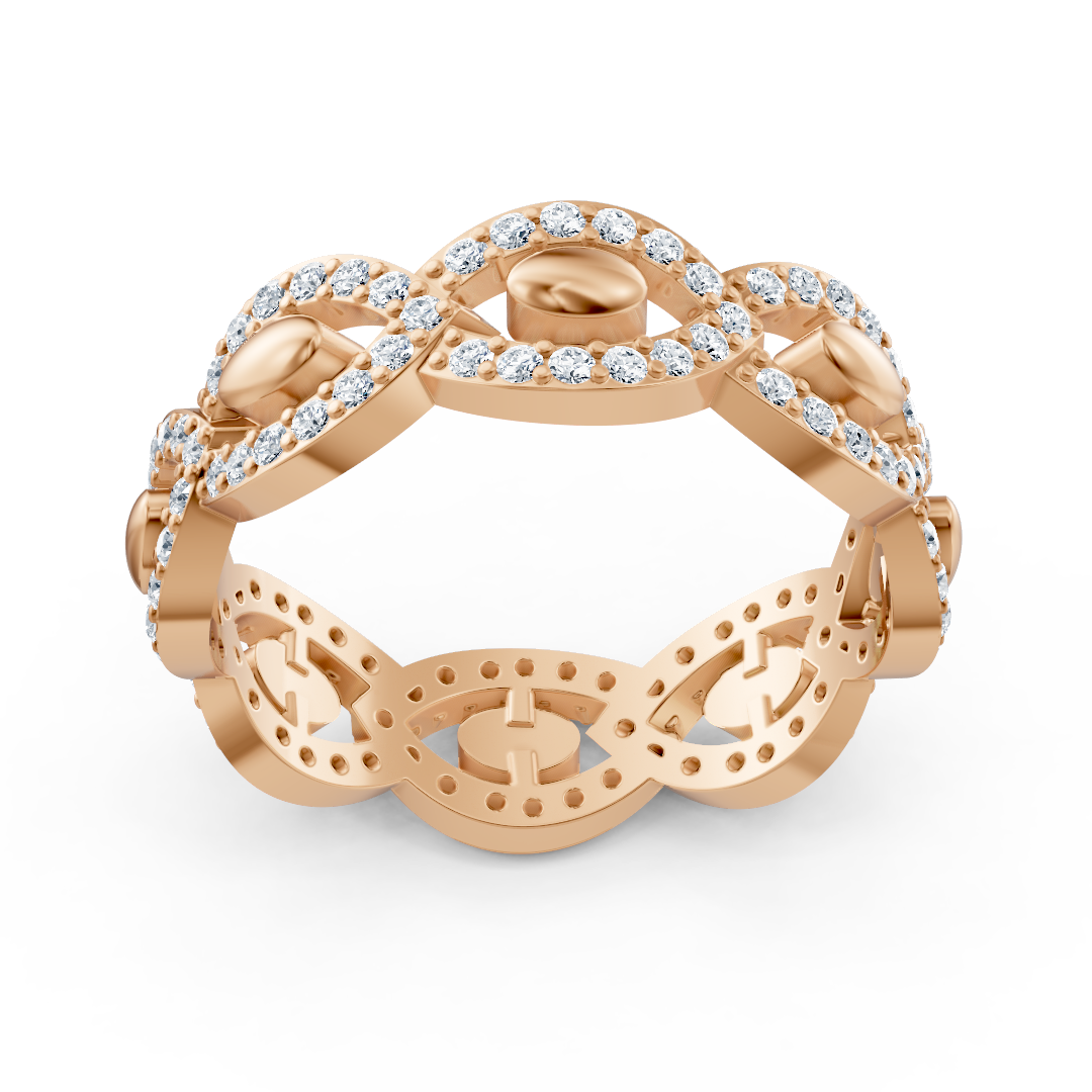 Rosegoldener Diamantring mit verschlungenem Design