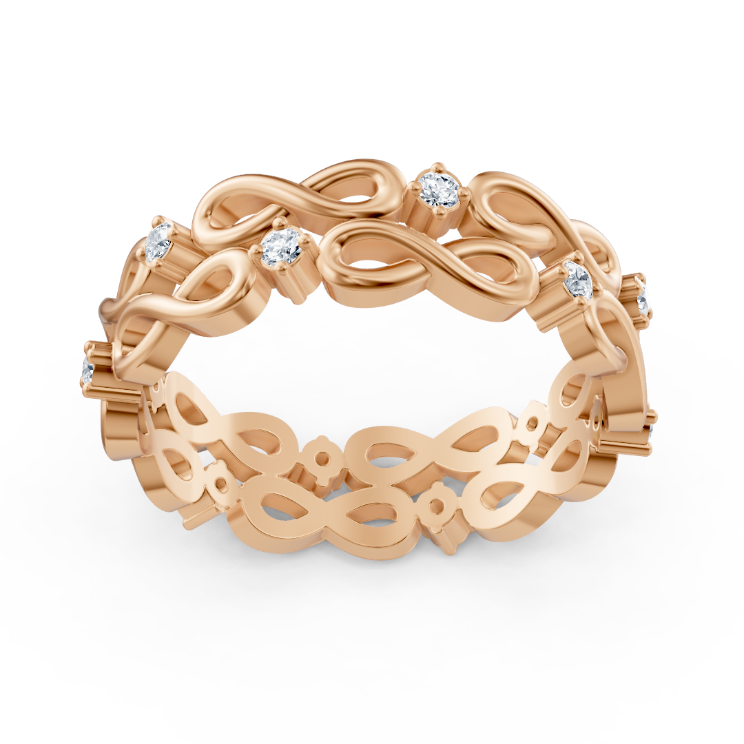 Rose gold diamond ring with infinity design
