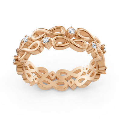 Rose gold diamond ring with infinity design