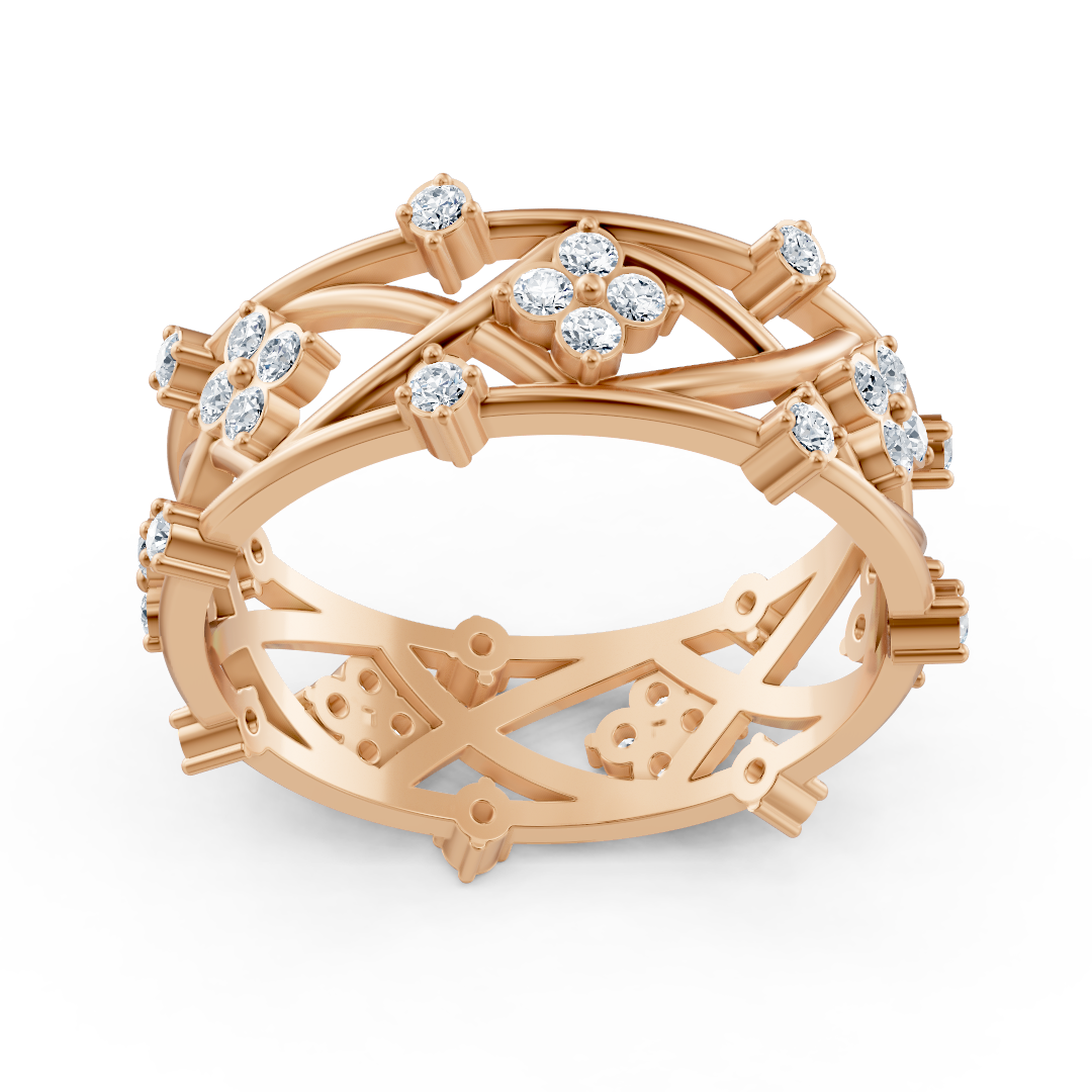 Rosegoldener Diamantring mit floralem Design