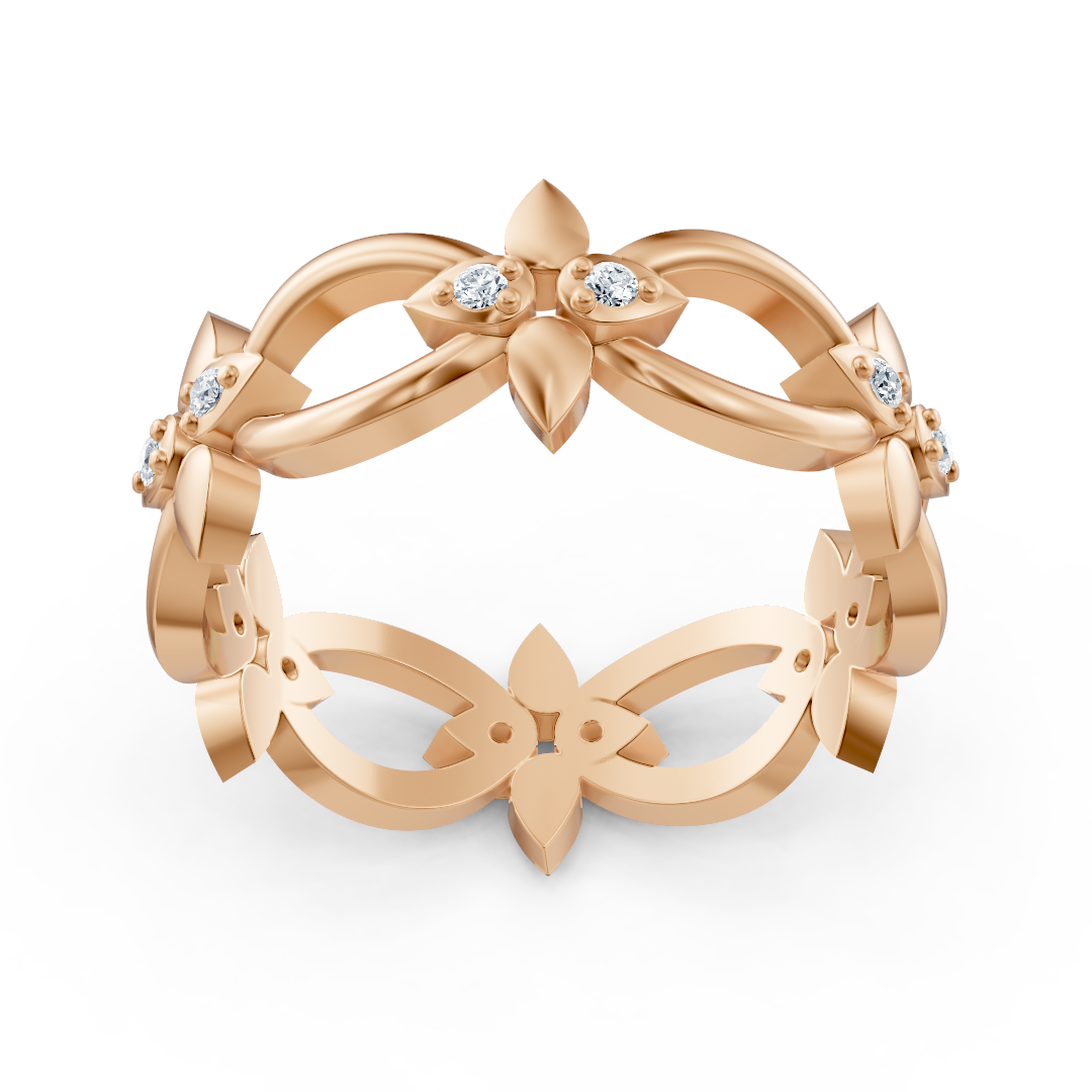 Rose gold diamond ring with petal design