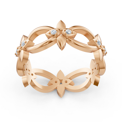 Rose gold diamond ring with petal design