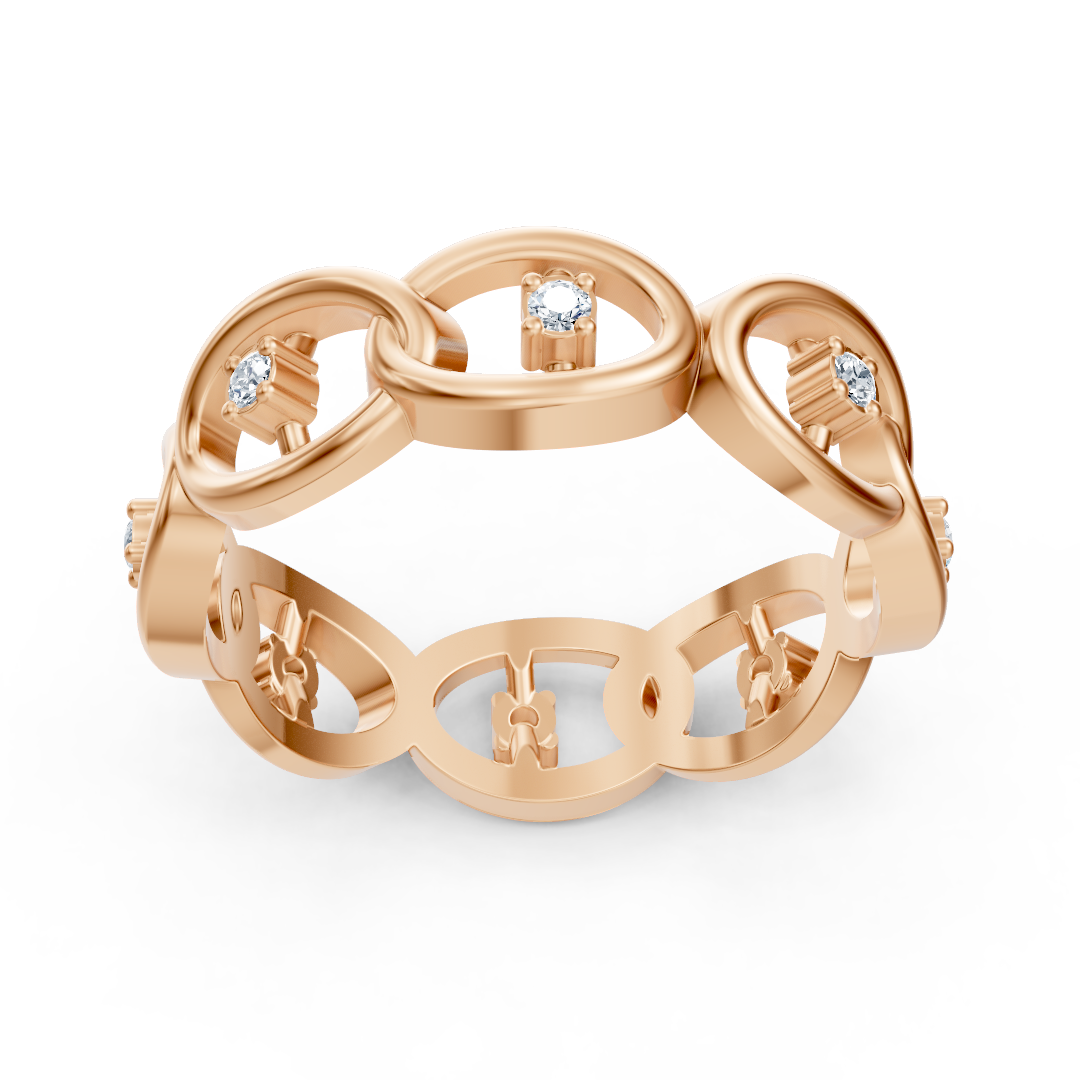 Rosegoldener Diamantring mit Kettenglieddesign