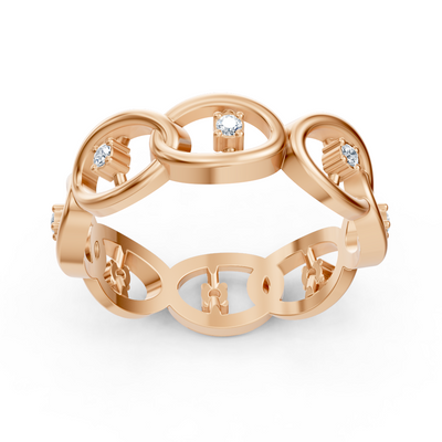 Rosegoldener Diamantring mit Kettenglieddesign