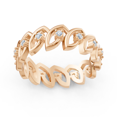 Elegant rose gold ring with round-cut diamonds – delicate design