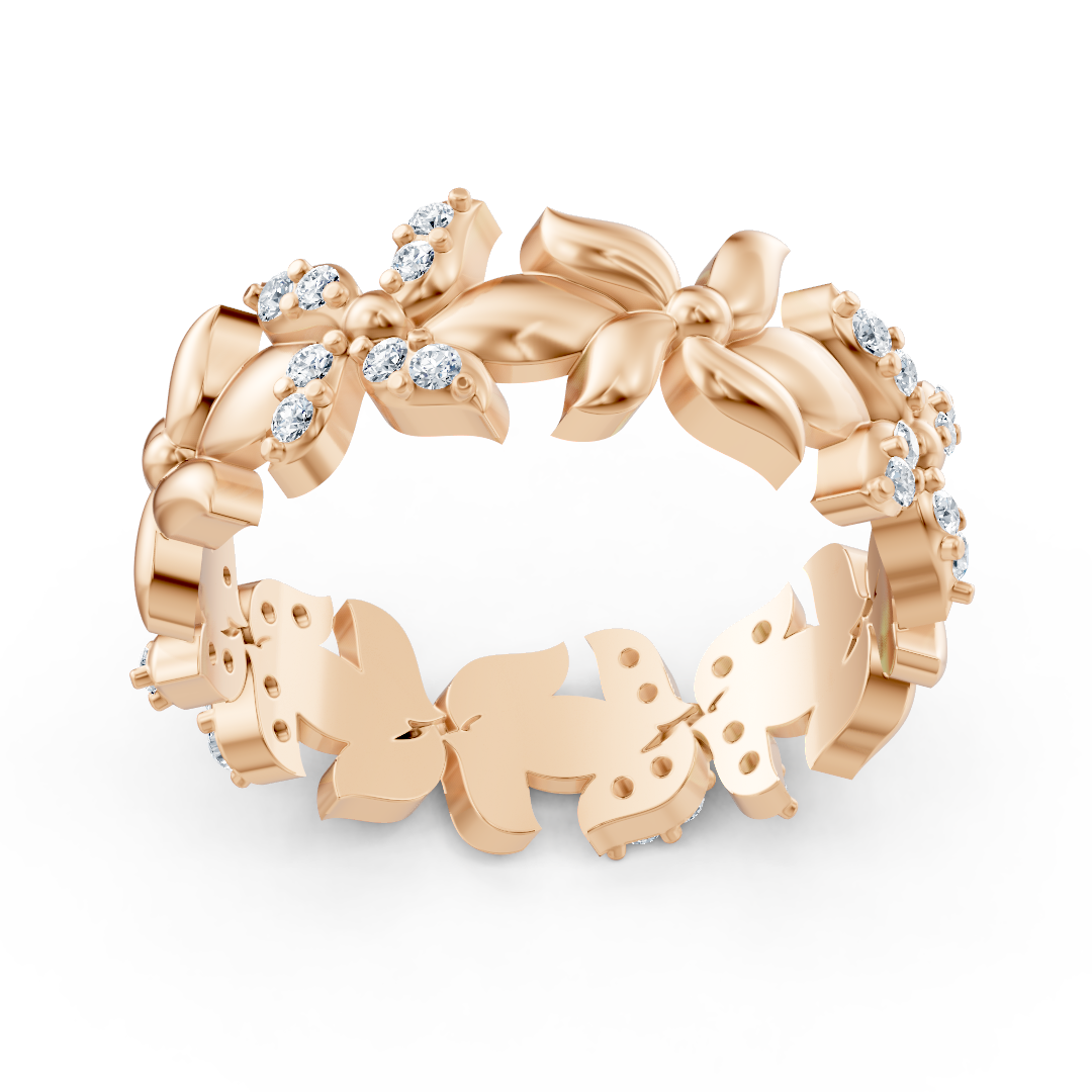 Funkelnder Rosegold Ring mit Diamanten – Schmetterling Design