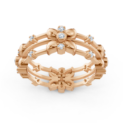 14 Karat Rosegold Pırlanta Floral Ring "Blütenkranz
