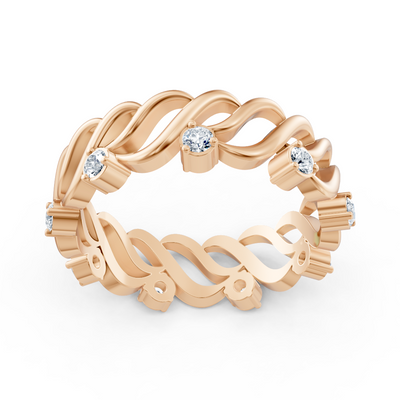 14 Karat Rosegold Diamant Bandring "Welle der Anmut