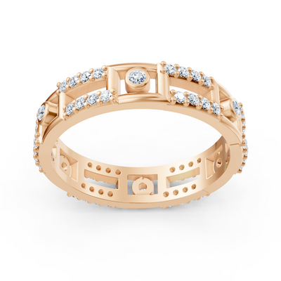 14 Karat Rosegold Diamant Geo Ring "Linienkunst"