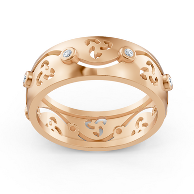 Elegant rose gold ring with round diamonds in bezel design