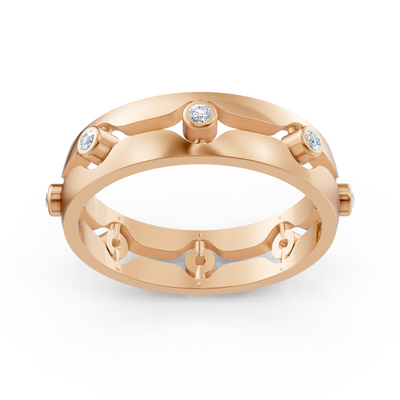 Eleganter Rotgold-Ring mit Runddiamanten im Bezel-Design