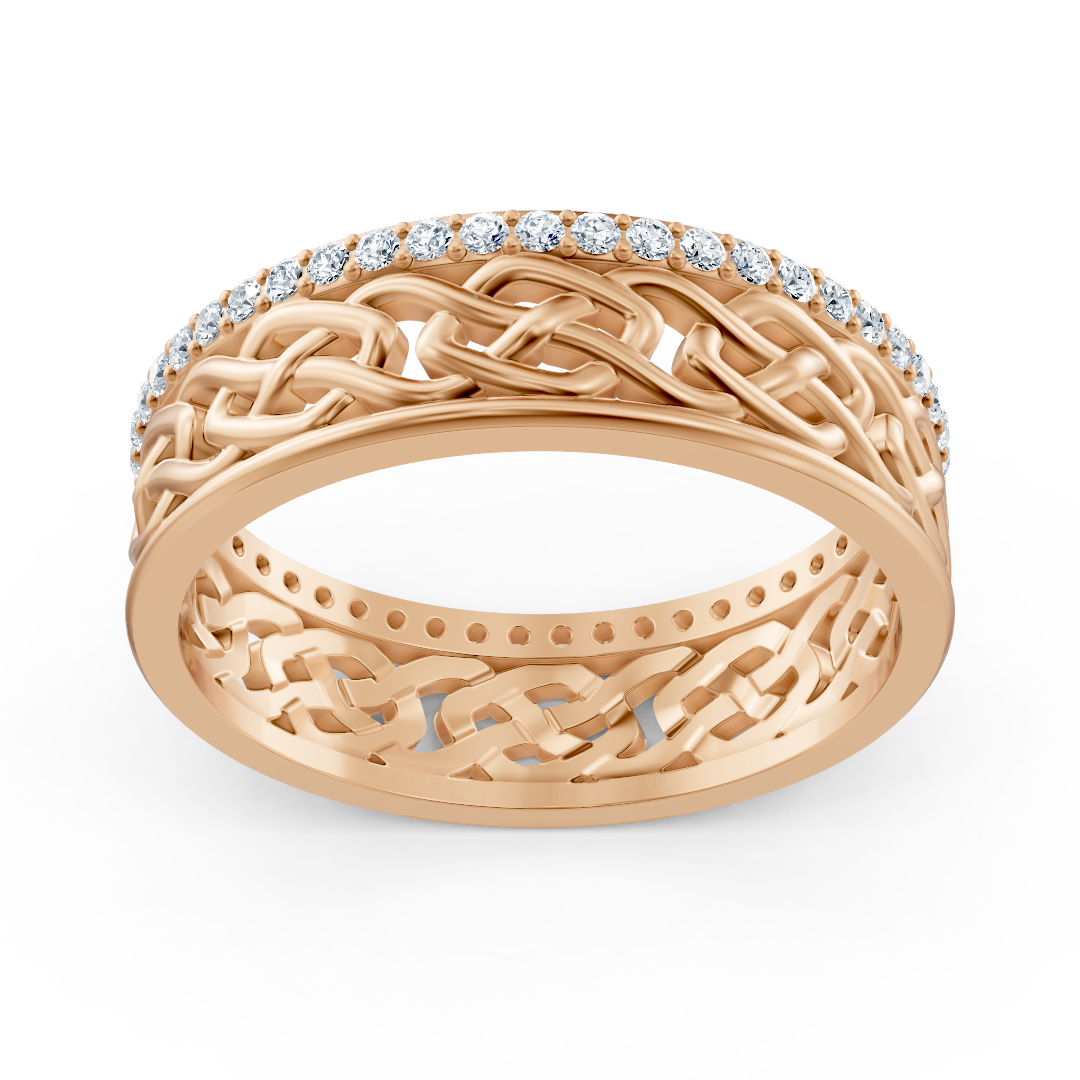 Moderner Rosegold-Ring mit Runddiamanten im Prong-Design